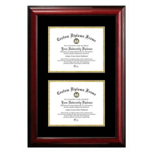 Campus Images CMBG001DD-810 8 x 10 in. Double Degree Classic Mahogany Certificate Frame with Black & Gold Mats