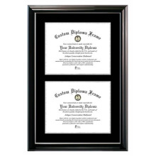 Campus Images CMBS001DD-1114 11 x 14 in. Double Degree Classic Black Certificate Frame with Black & Silver Mats