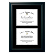 Campus Images SBBS001DD-8511 8.5 x 11 in. Double Degree Satin Black Certificate Frame with Black & Silver Mats