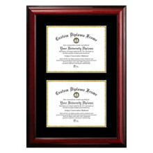 Campus Images CMBG001DD-8511 8.5 x 11 in. Double Degree Classic Mahogany Certificate Frame with Black & Gold Mats
