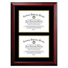 Campus Images CMBG001DD-1114 11 x 14 in. Double Degree Classic Mahogany Certificate Frame with Black & Gold Mats