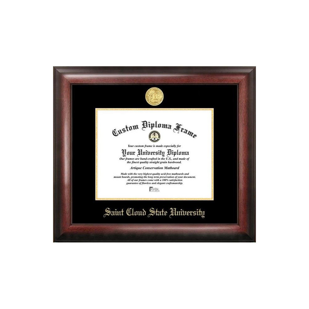 Campus Images MN998GED-1185 8.5 x 11 in. St. Cloud State Gold Embossed Diploma Satin Mahogany Frame-image-OPC-P58YCMW-NEW