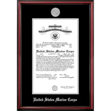 Campus Images MACPT00211x14 11 x 14 in. Patriot Frames Marine Certificate Petite Cherry Frame with Silver Medallion