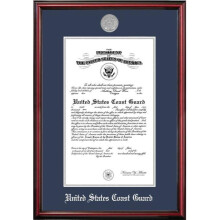Campus Images CGCPT0028x10 8 x 10 in. Patriot Frames Coast Guard Certificate Petite Cherry Frame with Silver Medallion