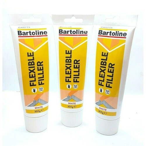 3 PCS BARTOLINE FLEXIBLE DECORATORS FILLER CAULK 300G WHITE CRACKS GAPS ADHESIVE