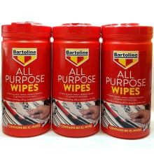 3 PACKS BARTOLINE ALL PURPOSE WIPES 80 XL EACH FOR CLEANING PAINT, SEALANT, GREASE, OIL, ADHESIVE ETC. TOTAL 240 XL WIPES (80 WIPES X 3)