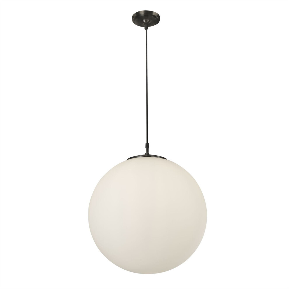 Searchlight Atom 1 Light Pendant Dia 30Cm Black Opal Glass