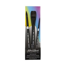 WC-3201S Black Velvet Best Basic Watercolor Set of 3 Brushes, Round Size 12, Square Wash Size 1, Round Size 6