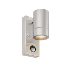 Saxby Lighting Palin Pir - 1 Light Outdoor PIR Wall Light Brushed Stainless Steel, Glass IP44 - 75431
