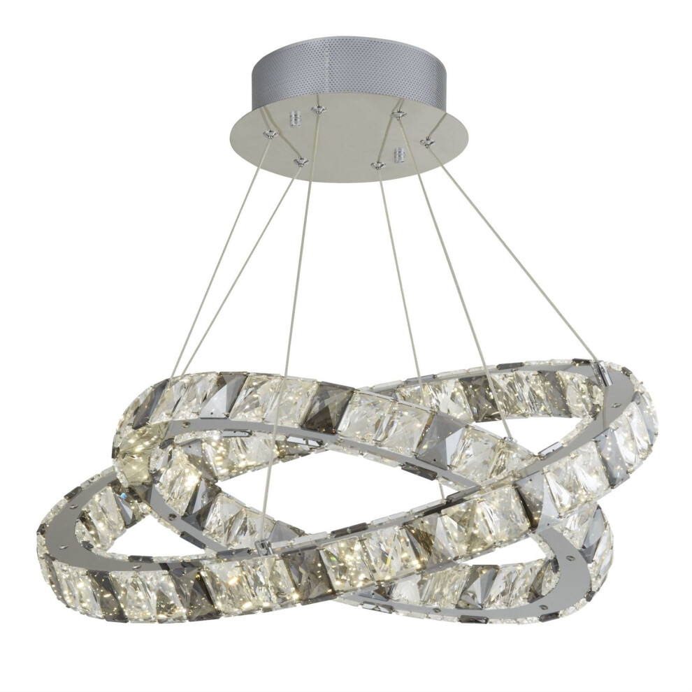 Searchlight Optica 2 Ring LED Pendant Clear & Smokey Crystal