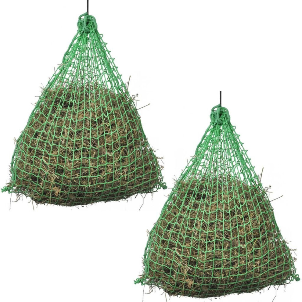 2 pcs Slow Feeding Feeder Bale Hay Nets Round 1x1 m PP Horse Pony Cattle Stable