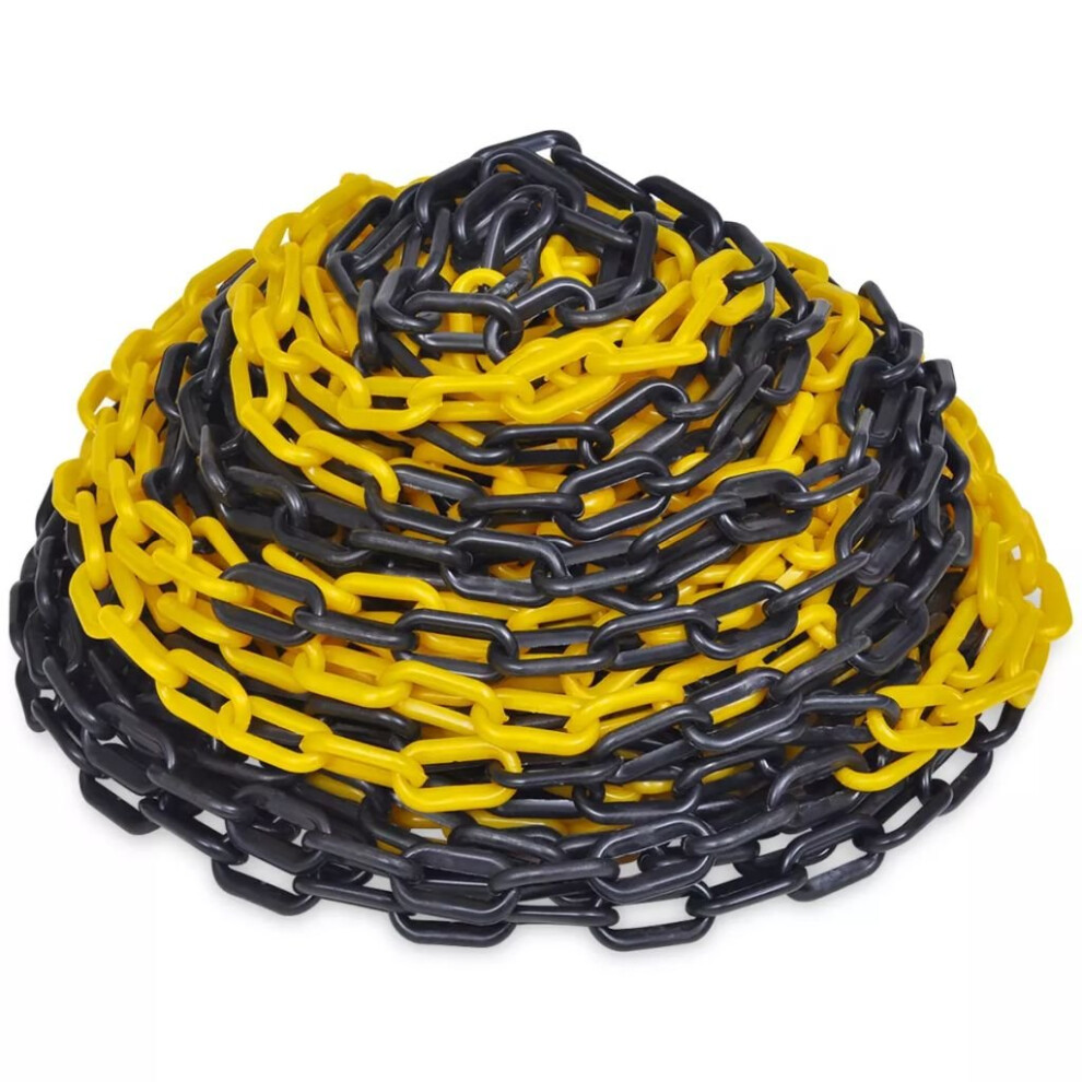 Vidaxl 30 M Plastic Warning Chain And Warehouse Caution Safety Barrier Yellow/Black