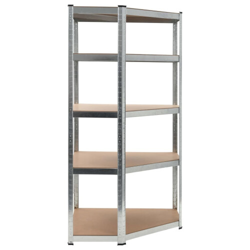 VidaXL vidaXL Eckregal mit 5 Böden Silbern Stahl & Holzwerkstoff 2