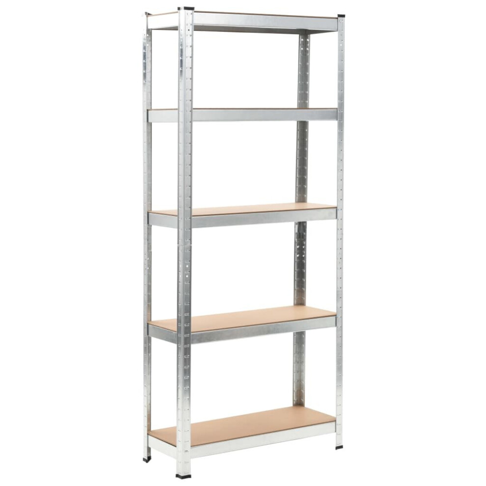 vidaXL Storage Shelf Silver 75x30x172cm Steel and MDF Organiser Rack Unit