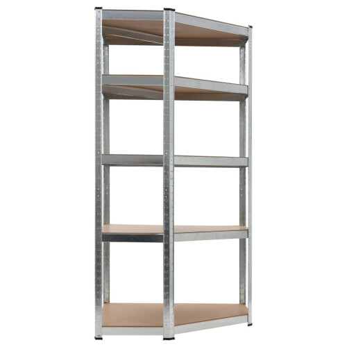 VidaXL vidaXL Eckregal mit 5 Böden Silbern Stahl & Holzwerkstoff 1