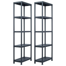 vidaXL Lagerregale 2 Stk. Schwarz 125 kg 60 x 30 x 180 cm Kunststoff