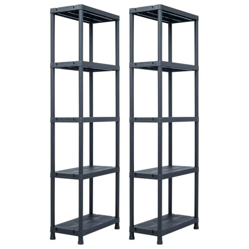 VidaXL vidaXL 2x Storage Shelf Racks Black 60x30x180cm Plastic Display Organiser Unit