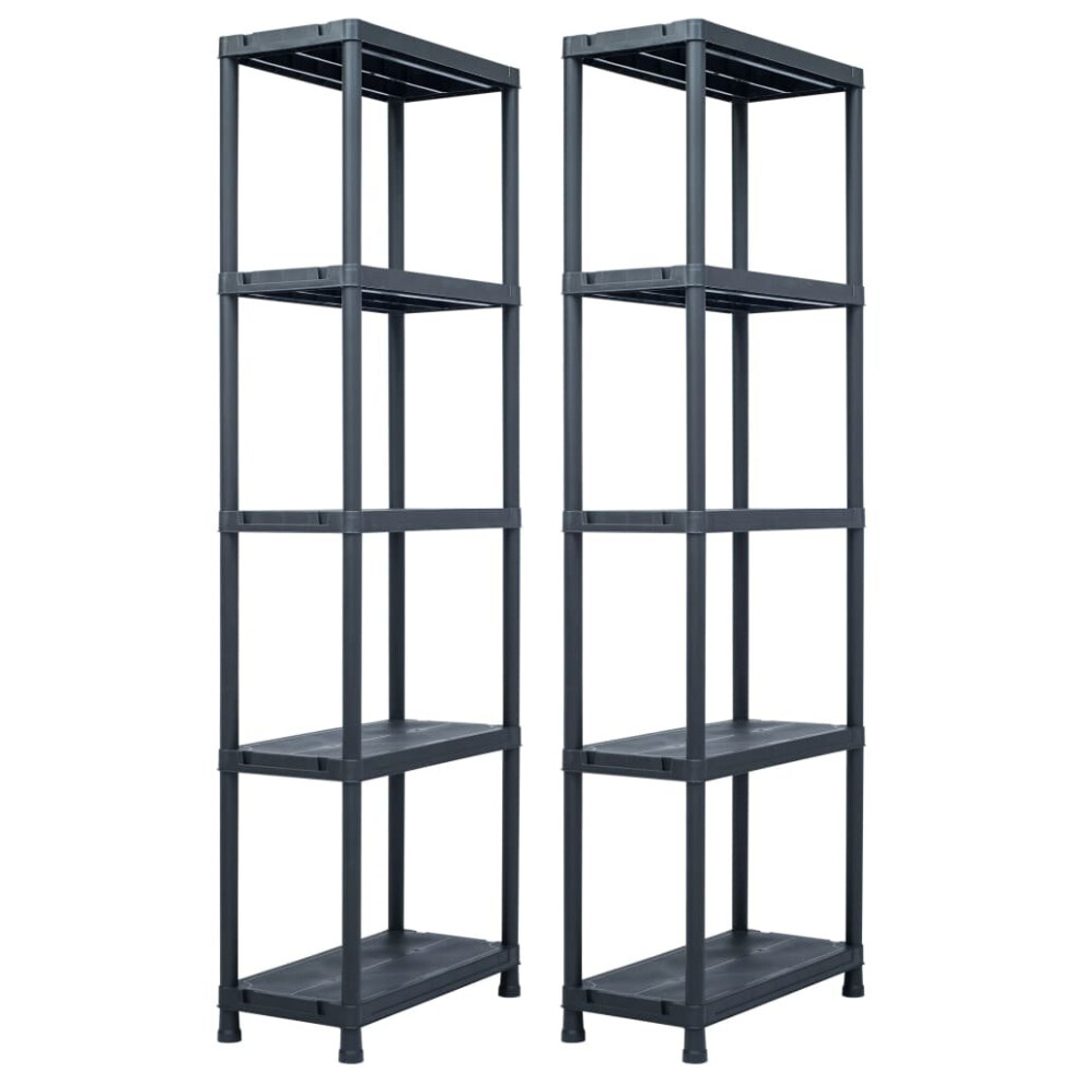 vidaXL 2x Storage Shelf Racks Black 60x30x180cm Plastic Display Organiser Unit