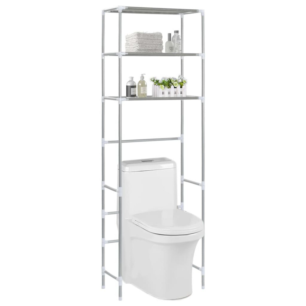 vidaXL 3-Tier Storage Rack over Toilet Silver Bathroom Display Unit Organiser