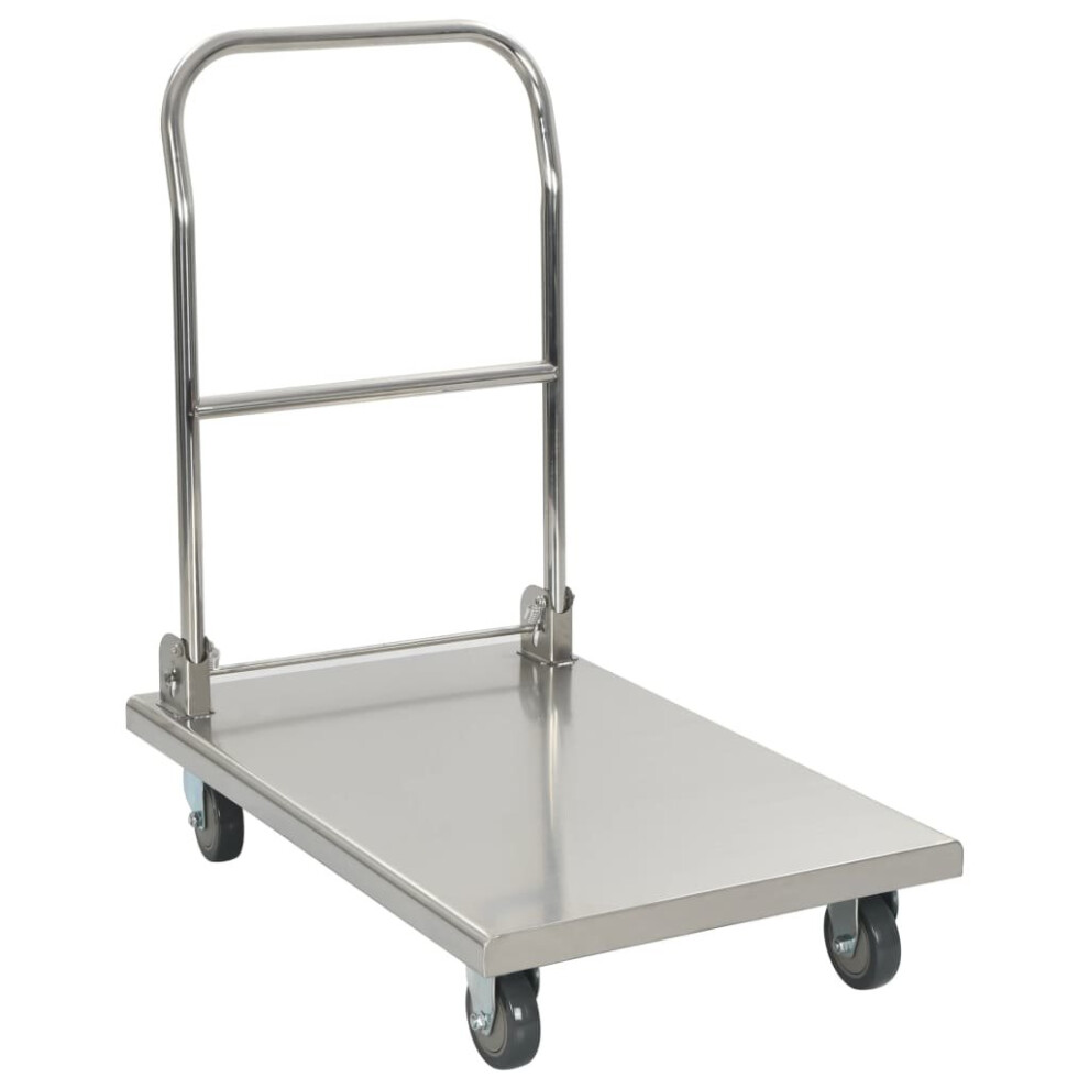 Vidaxl Platform Wagon Silver Stainless Steel Transport Wagons Hand Trolleys