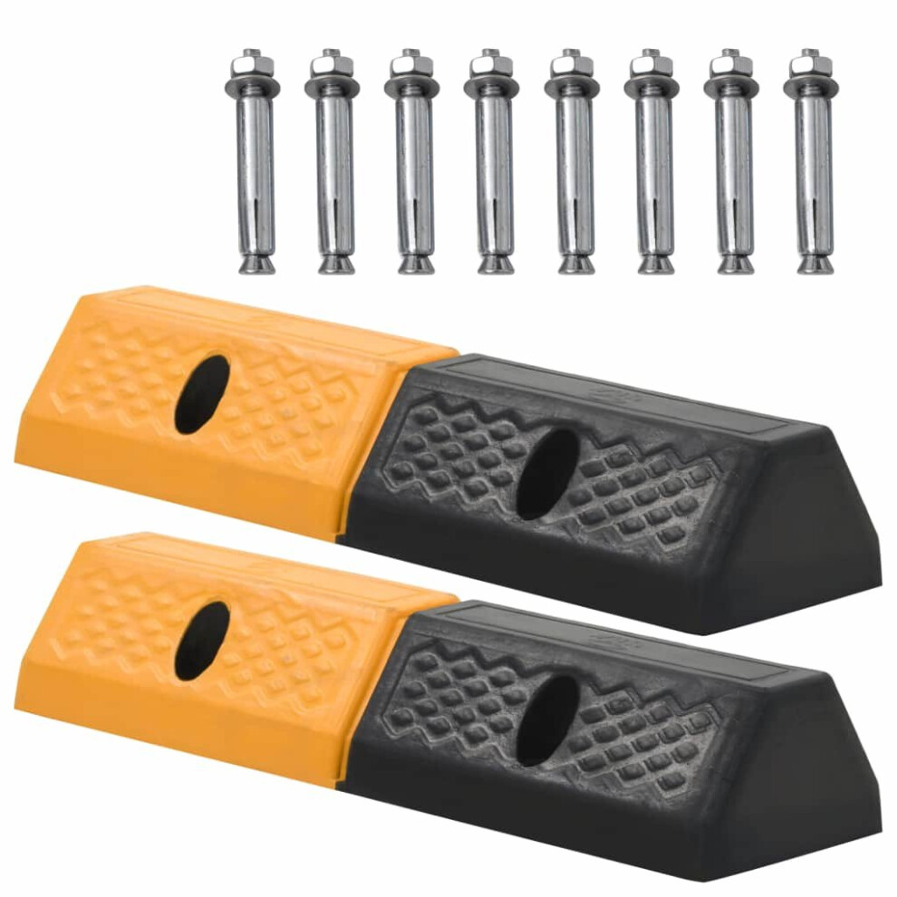 vidaXL 2x Parking Blocks Rubber 49x15x9cm with 8 Fixing Screws Car Park Curb