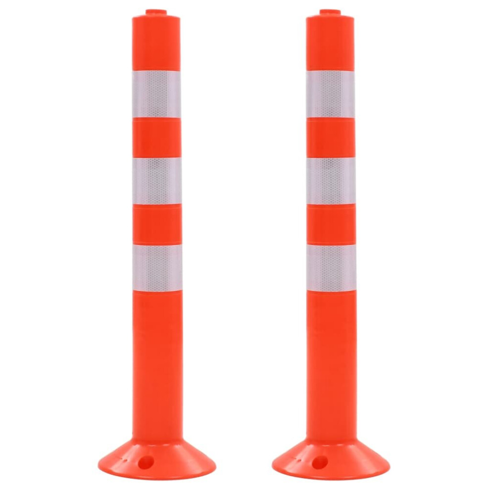 Vidaxl 2X Traffic Control Bollards Plastic 75Cm Road Parking Barrier Posts