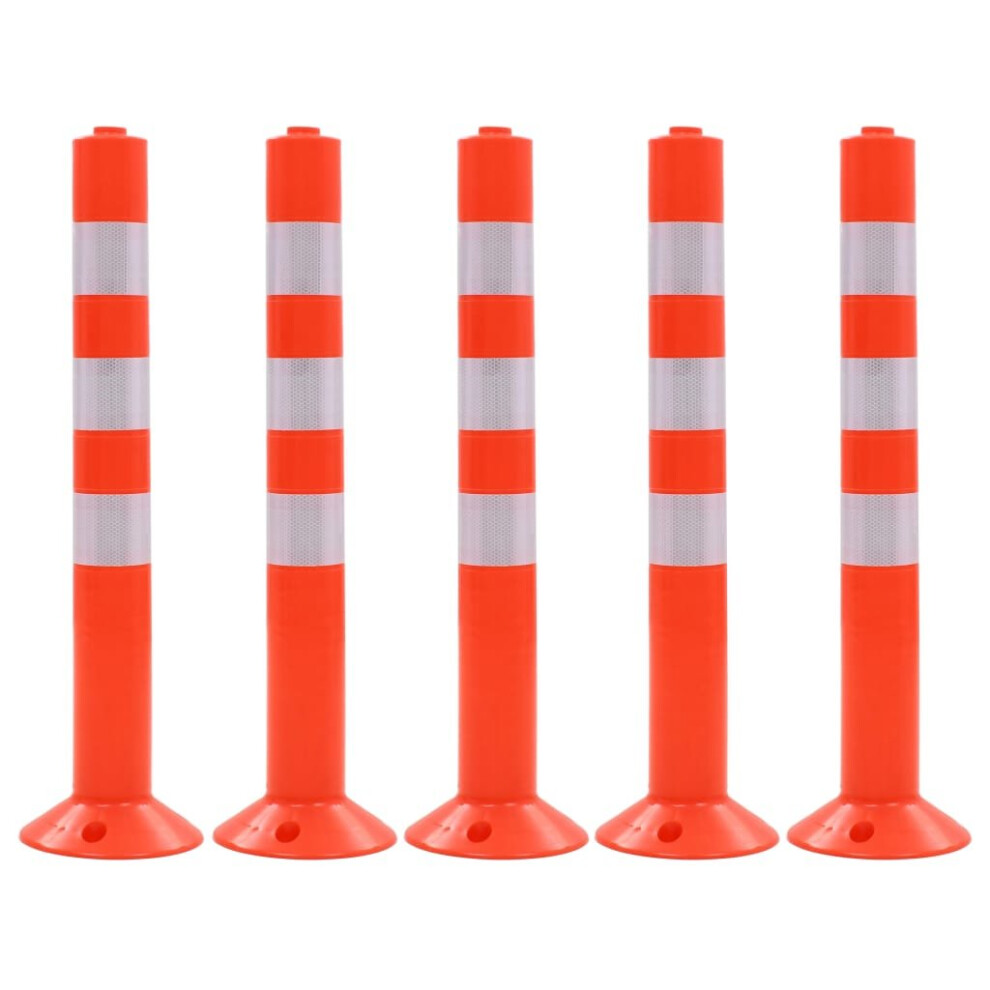 Vidaxl 5X Traffic Control Bollards Plastic 75Cm Road Parking Barrier Posts