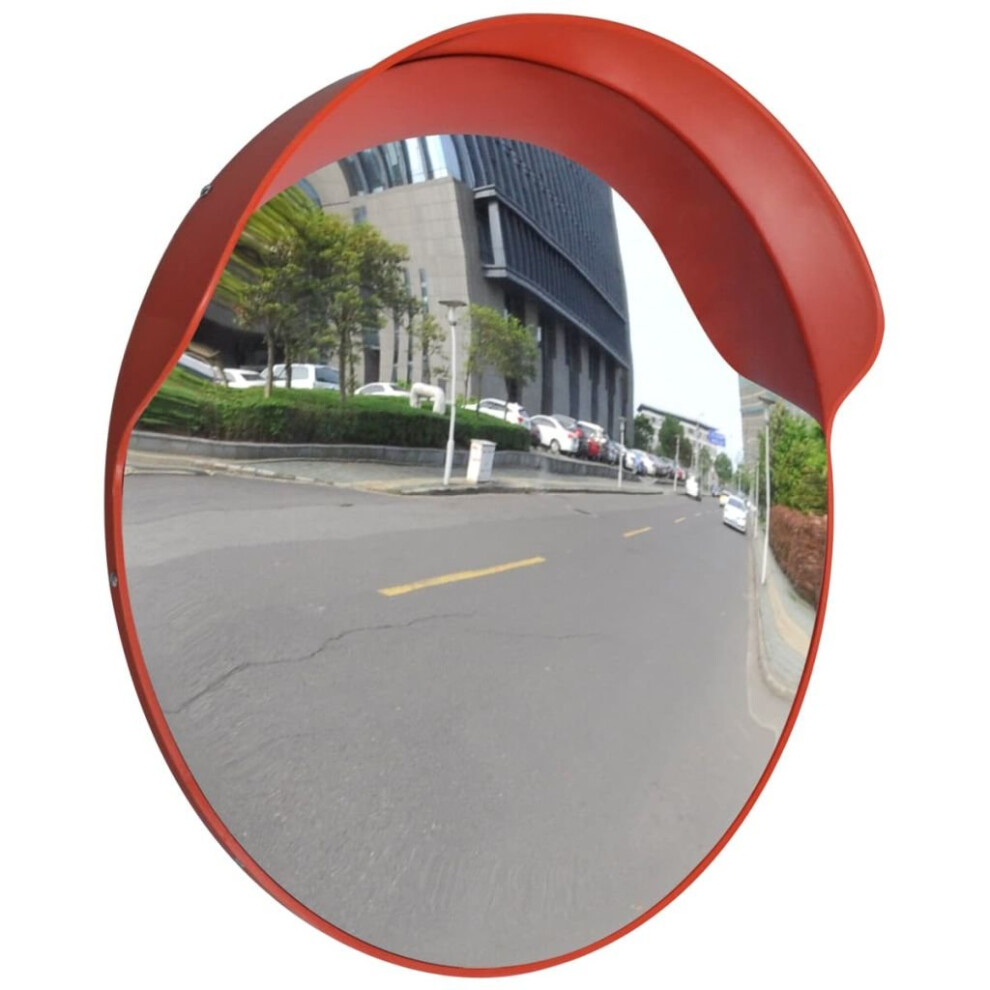 Vidaxl Convex Traffic Mirror Pc Plastic 60 Cm Outdoor Road Safety Wide Orange