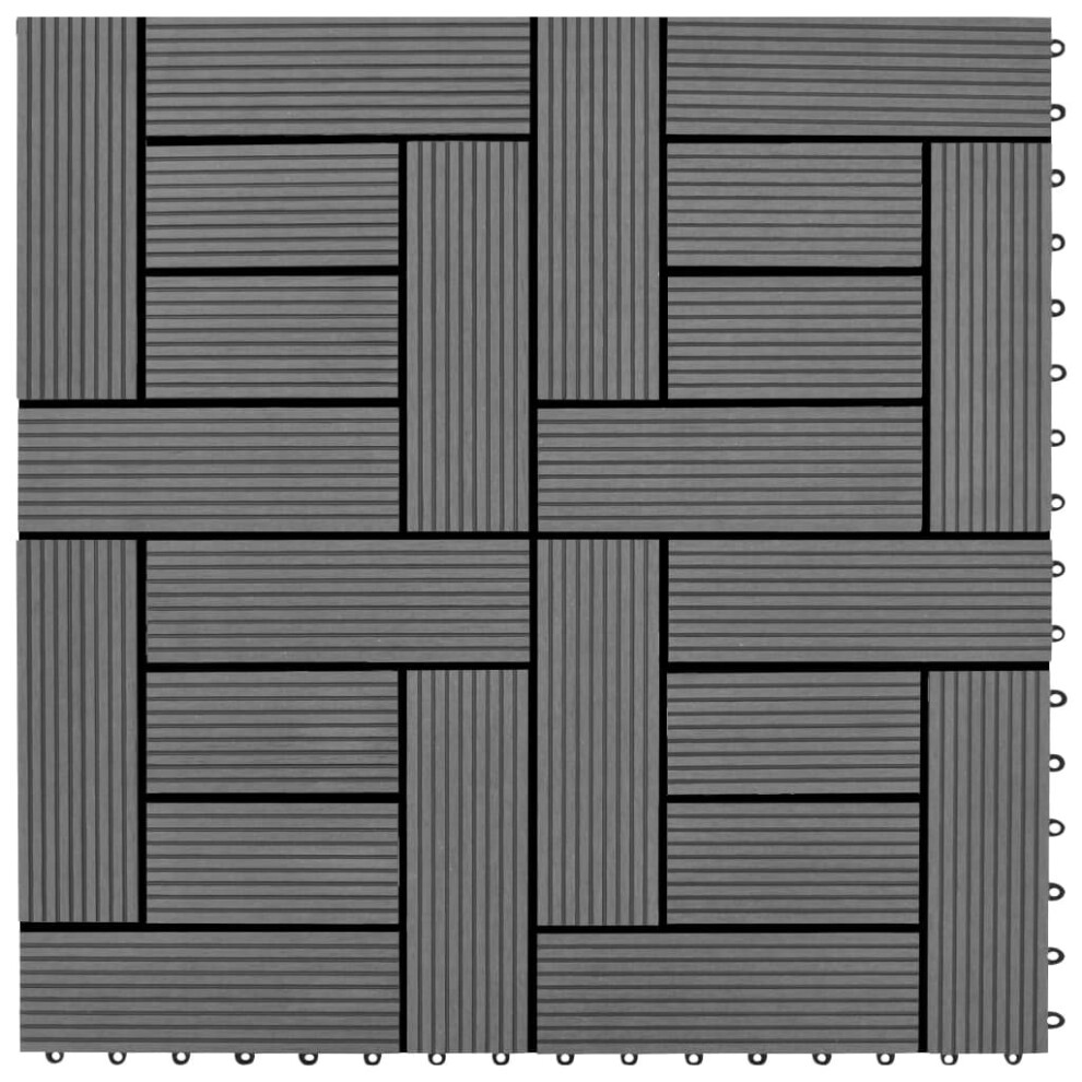 vidaXL 11x WPC Decking Tiles Grey 30x30cm Garden Bathroom Flooring Carpet