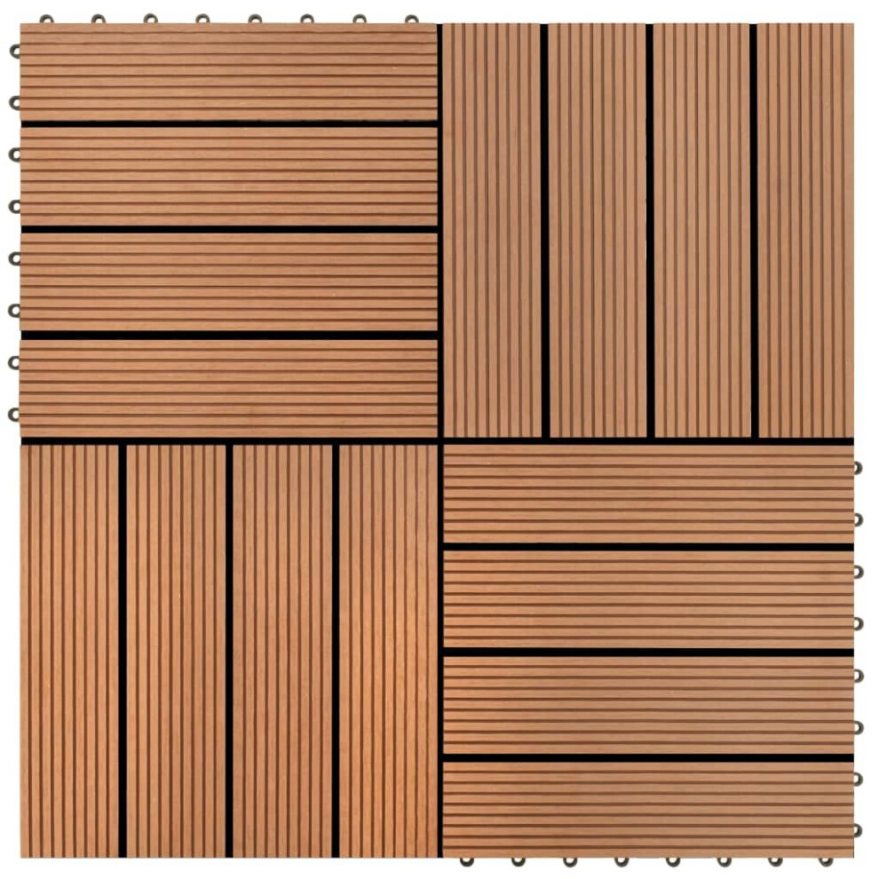 vidaXL 11x WPC Tiles 30x30cm 1mÂ² Brown Water Resistant Floor Decking Boards