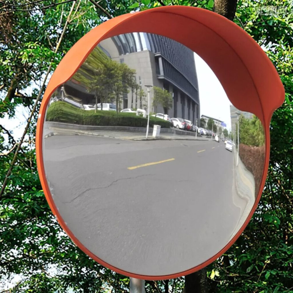 VIDAXL Convex Traffic Mirror - Orange Plastic 45cm Outdoor Safety & Security - Image 2