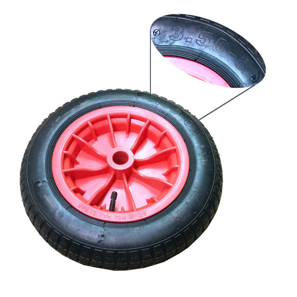1x 14" Wheelbarrow Pneumatic Inflatable Tyre 3.50-8 REPLACEMENT RED