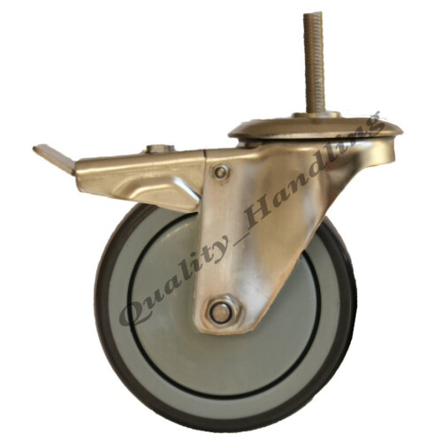 Parnells 80 mm Edelstahlrollen mit Gummibremse, je 60 kg - 4er Set 1