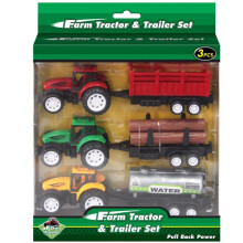3Pc Farm Tractor & Trailer Set