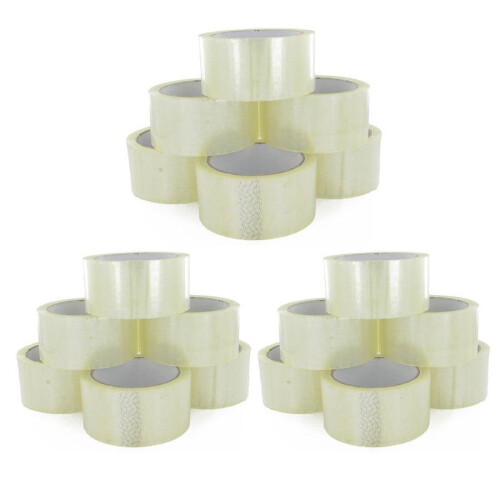 (12) BIG Rolls Of CLEAR STRONG Parcel Tape