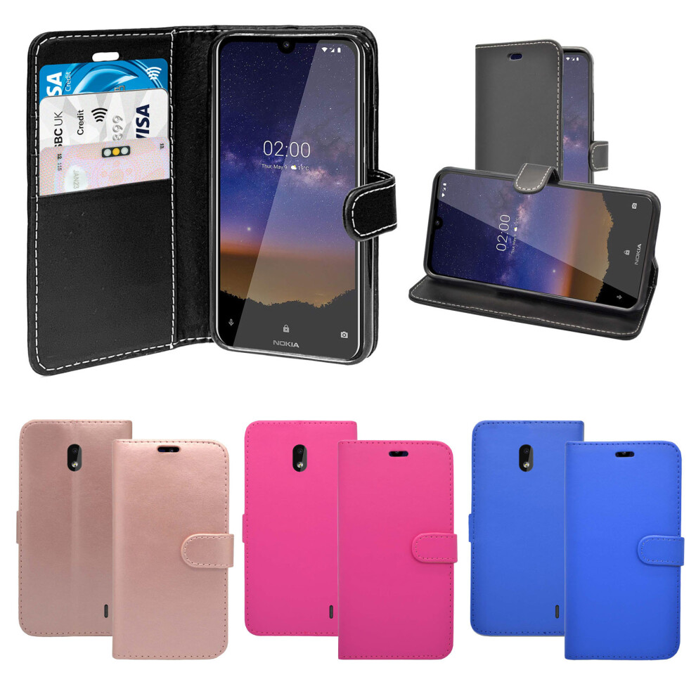 Case For Nokia 2.2 Black Wallet Flip PU Leather Pouch Cover