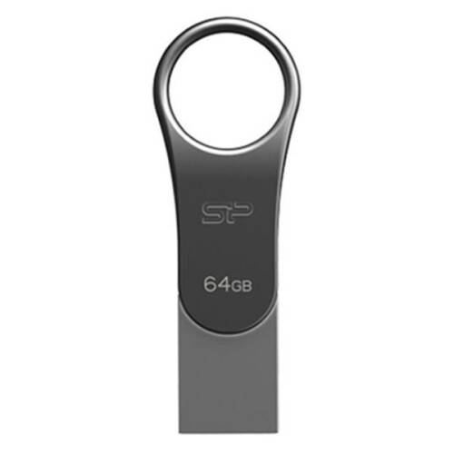 Silicon Power Mobile C80 USB flash drive 64 GB USB Type-A / USB Type-C 3.0 (3.1 Gen 1) Titanium