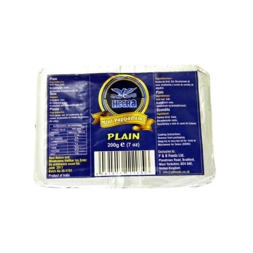 Heera - Mini Pappadums - Plain - 200g x 3