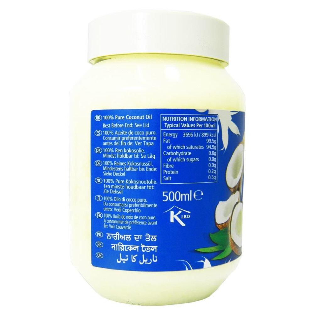 KTC 100% Pure Coconut Multipurpose Oil 500ml Jar - Used for Hair, Cooking, Mo...-image-OPC-P59D82G-NEW