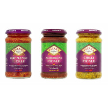 Pataks Pickle Combo Pack - Pataks Brinjal Pickle 312g - Pataks Hot Mango Pickle 283g - Pataks Chilli Pickle 283g (3 Pack)