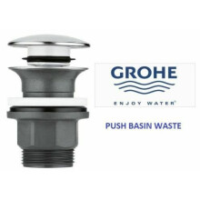 GROHE Clicker Pop Up Basin Waste L Mushroom Push Click Clack Slotted