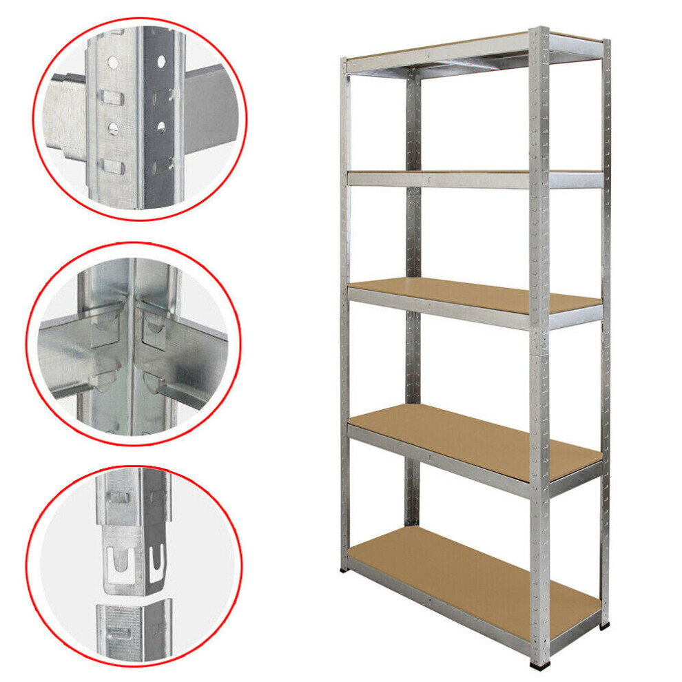 Heavy Duty Metal Galvanised Shelving Rack Unit 5 Tier Garage Storage