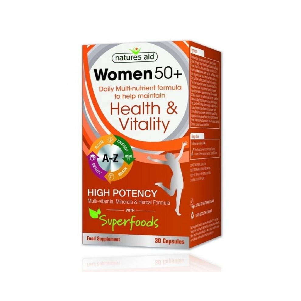 Natures Aid Women's 50+ Multi-vits & Mins 30 Caps