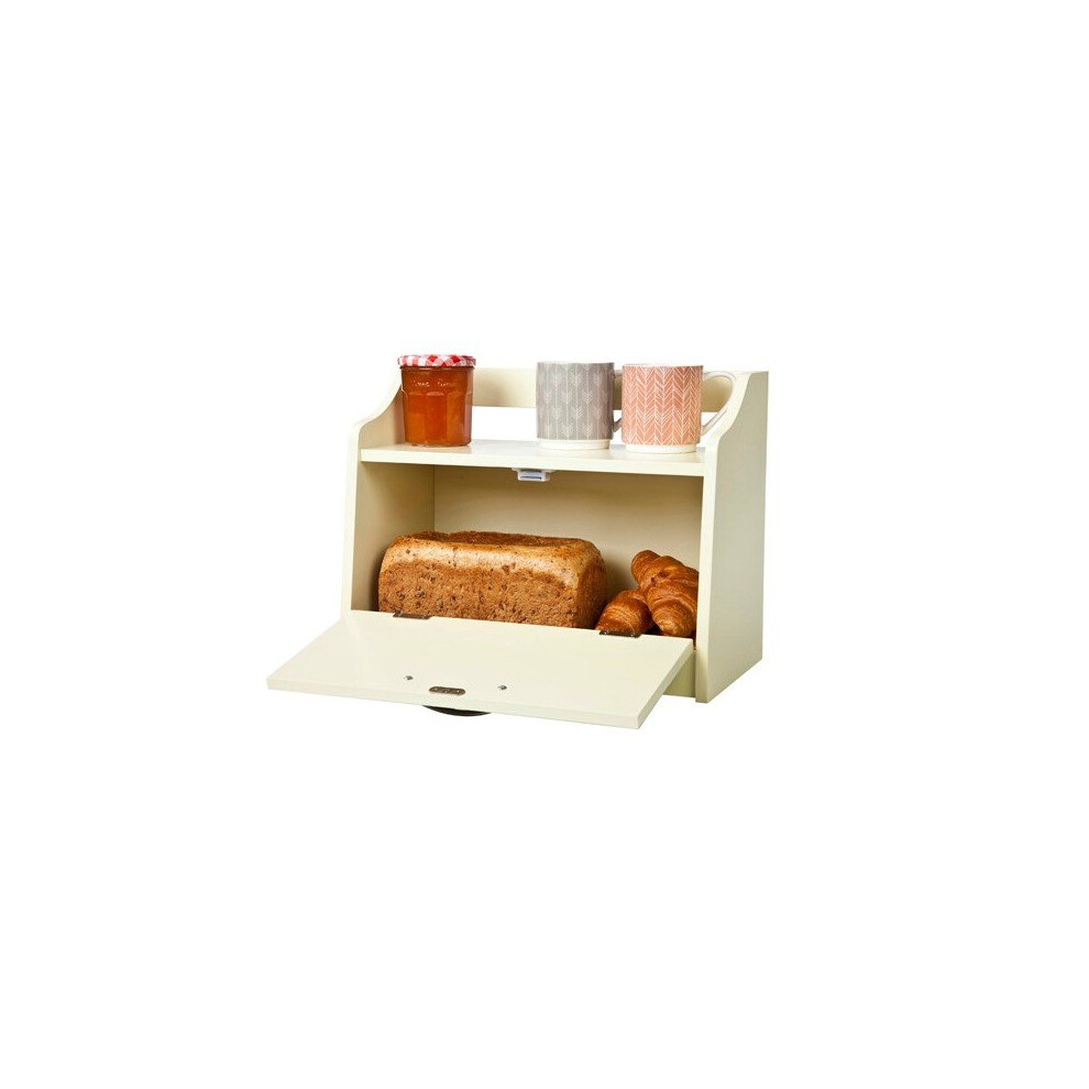 Minack Buttermilk / Cream Wooden Bread Bin - Worktop Storage Box