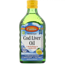 Carlson, Vild Norsk, Kottleverolja, Naturlig Citron, 8,4 fl oz (250 ml)