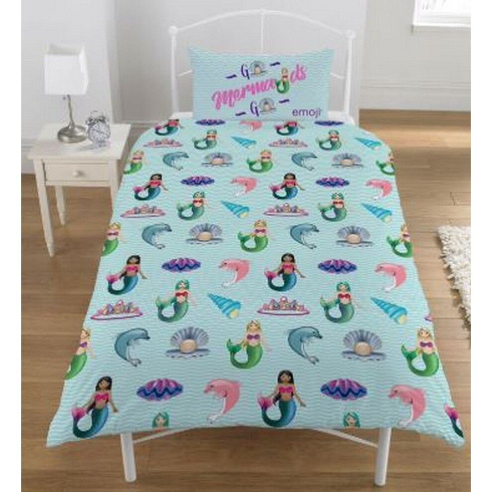 Emoji Unicorns And Mermaids Reversible Single Duvet Set