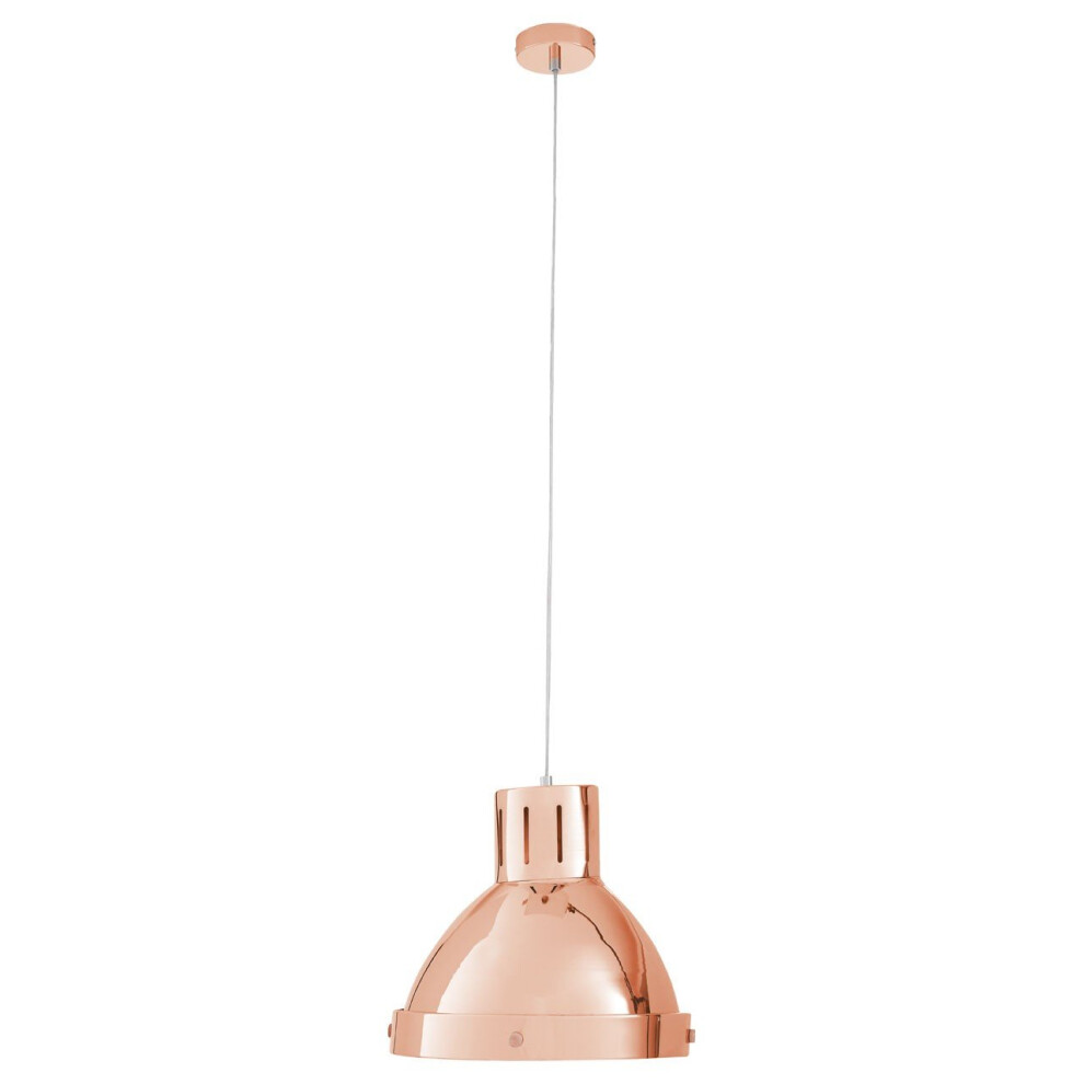 Premier Housewares Jasper Pendant Single Shade Copper And Chrome Finish Light