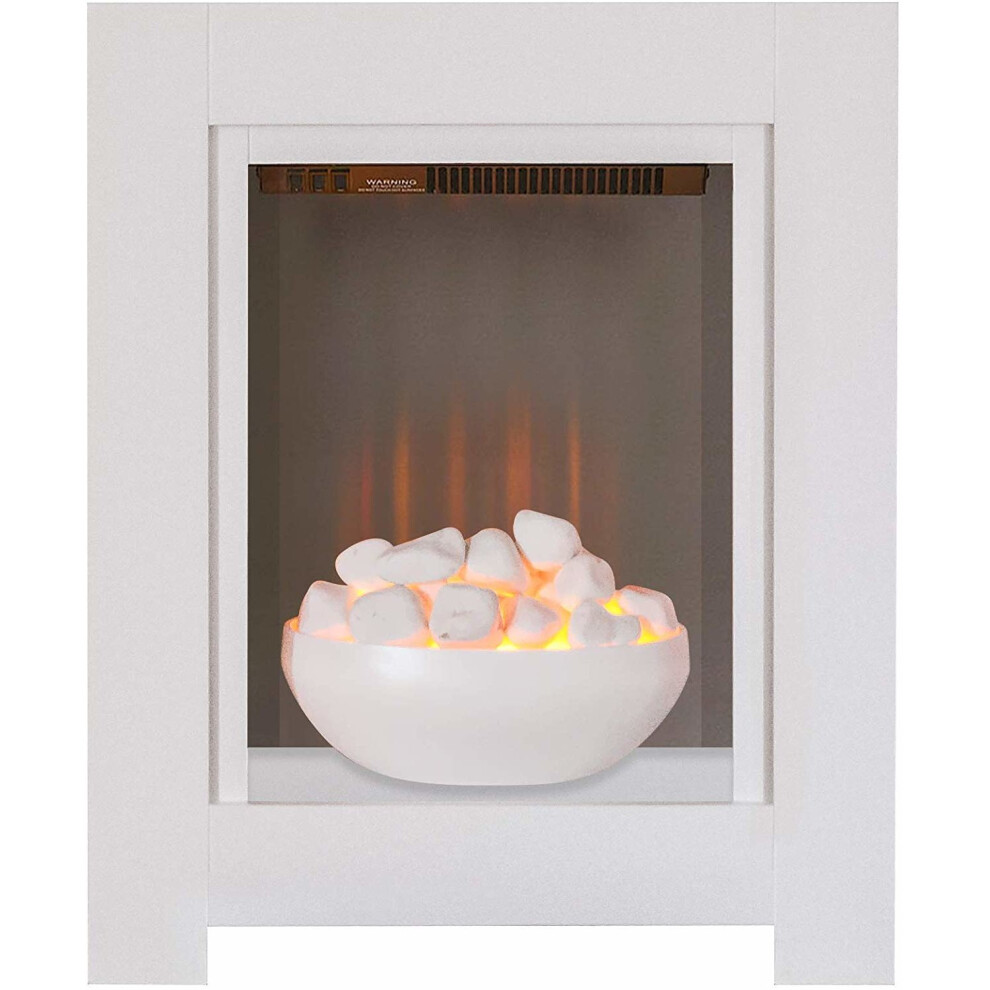 Adam Monet Fireplace Suite in Pure White with Electric Fire, 23 Inch