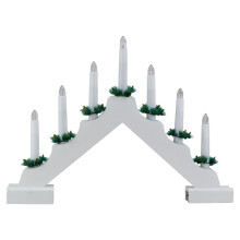 GEEZY 7 LED White Wooden Pre-Lit Christmas Candle Bridge Arch Window Decor Xmas Light