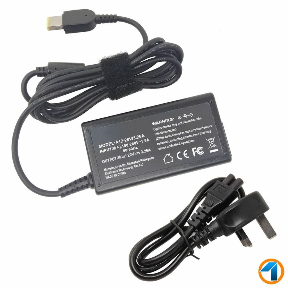 Lenovo 65W 20V Charger Laptop AC Adaptor Slim Flat Tip ThinkPad T460s